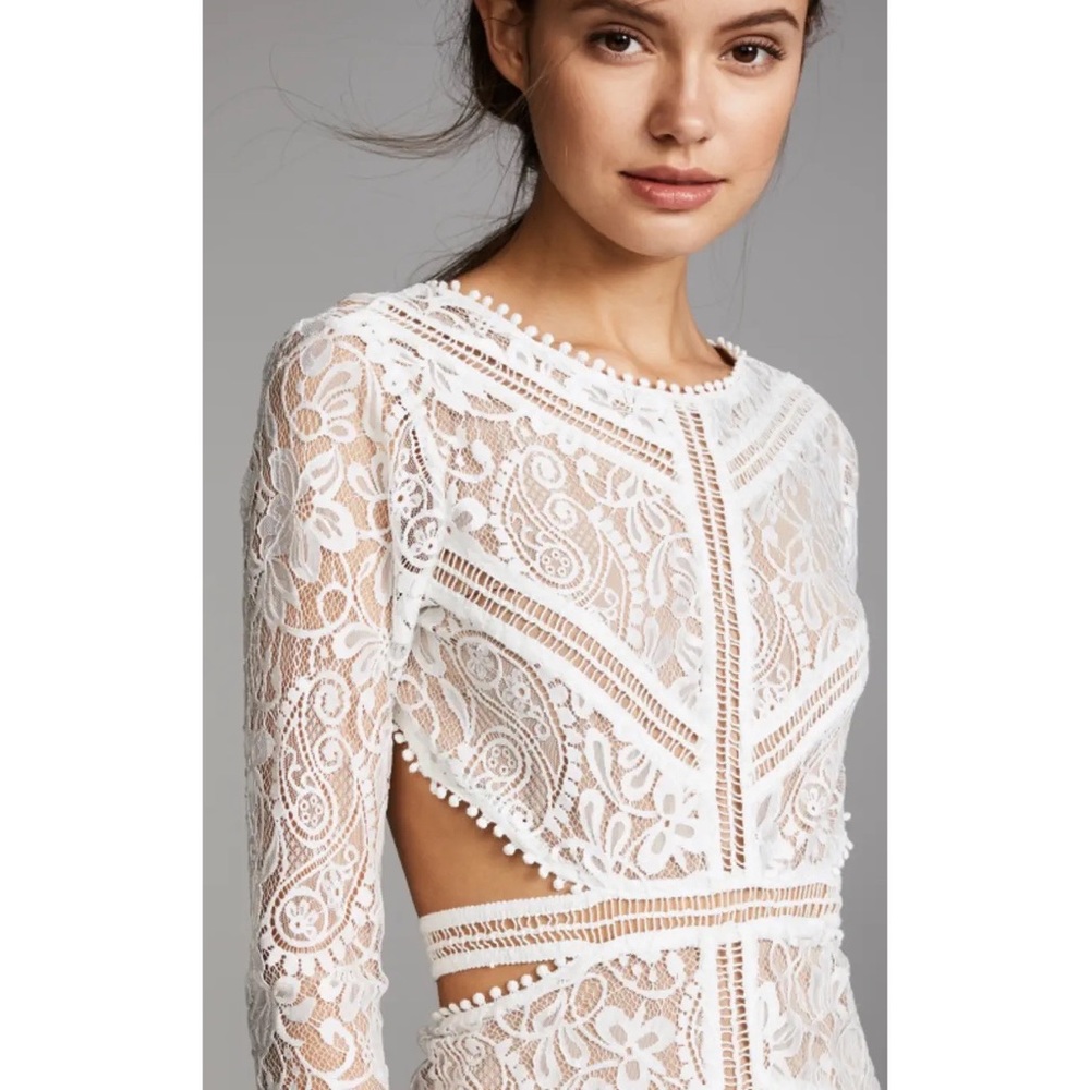 For Love & Lemons Emerie Cutout Lace Dress in White, size small - Picture 3 of 12